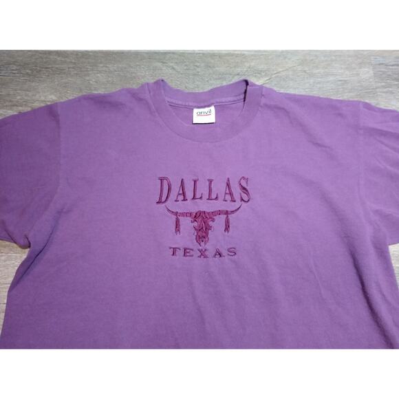 Vintage Dallas Texas Anvil Tag Embroidered Single Stitch T Shirt Womens Sz L USA - Picture 2 of 4